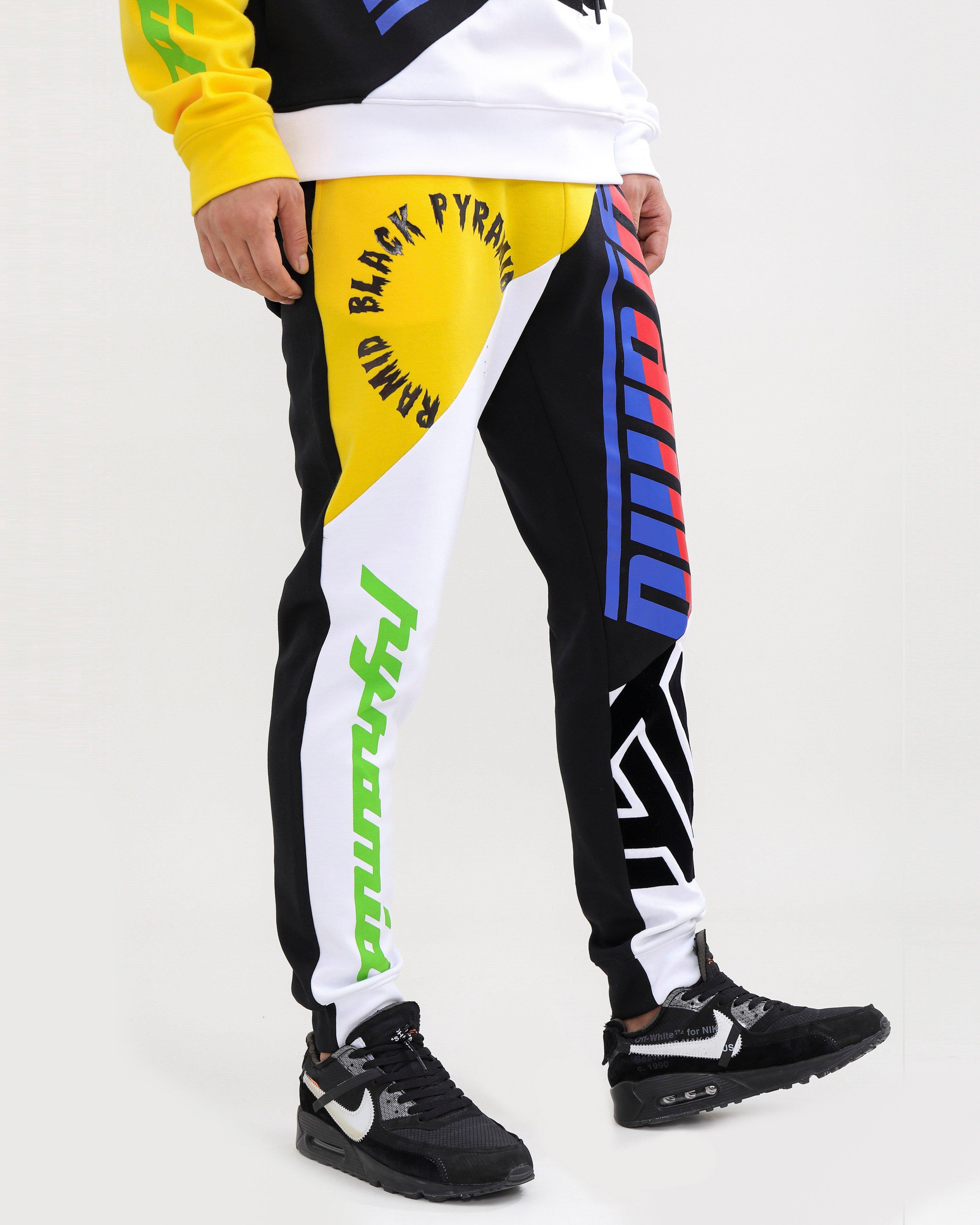 Black pyramid colorblock track pants online